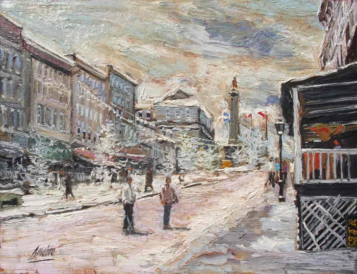 Place Jacques Cartier, Vieux Montreal 12inx16in, Oil on canvas